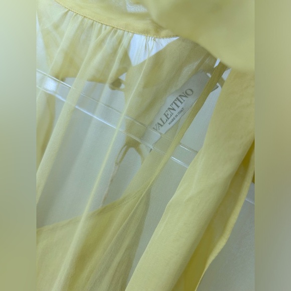 Valentino Garavani Women's US 6/ IT 42 Silk Chiffon Neck-Tie Blouse Yellow NWT - Picture 3 of 14